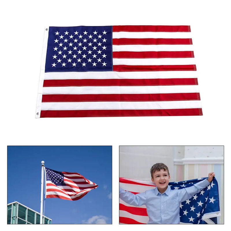 Polyester Embroidered Star American Flag Weatherproof Banner with Grommets Patriotic Home Garden Decor Outdoor Yard House Flag